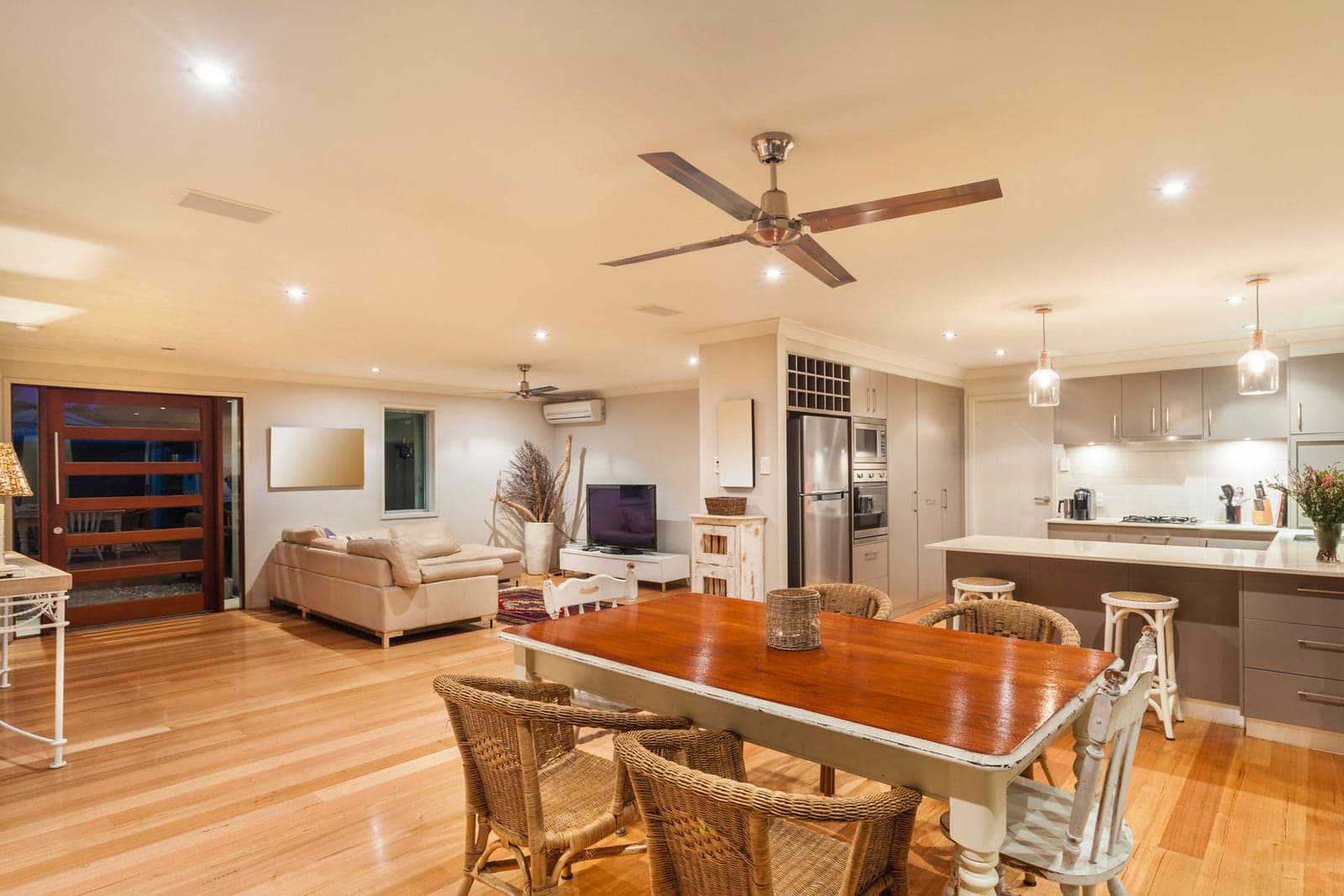 Warm, energy-efficient LED lighting fitted throughout a modern home.