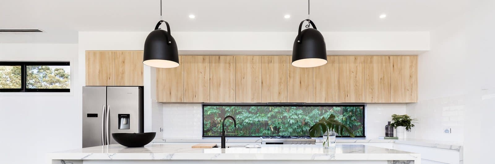 Pendant and downlighting installed through a renovated Sunshine Coast kitchen